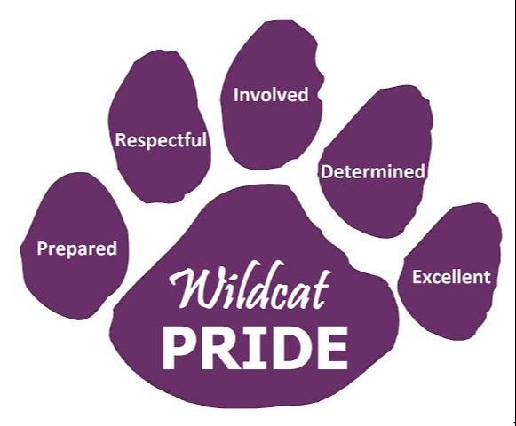 Wildcat Pride: Prepared, Respectful, Involved, Determined, Excellent