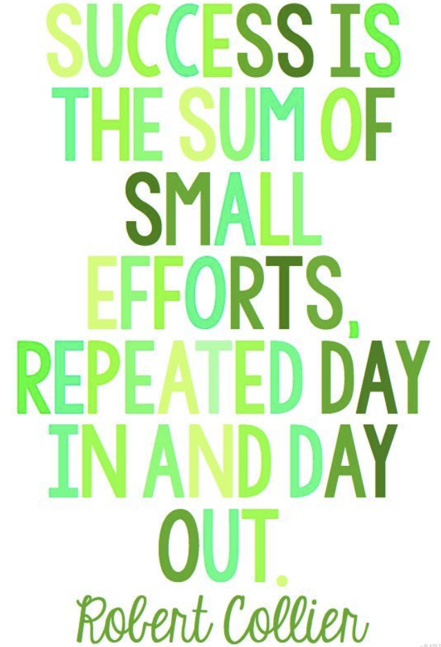 Success is the sum of small efforts, repeated day in and day out.