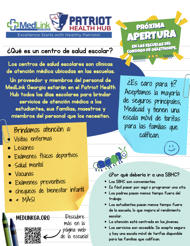 Patriot Health Hub Info Flyer en español