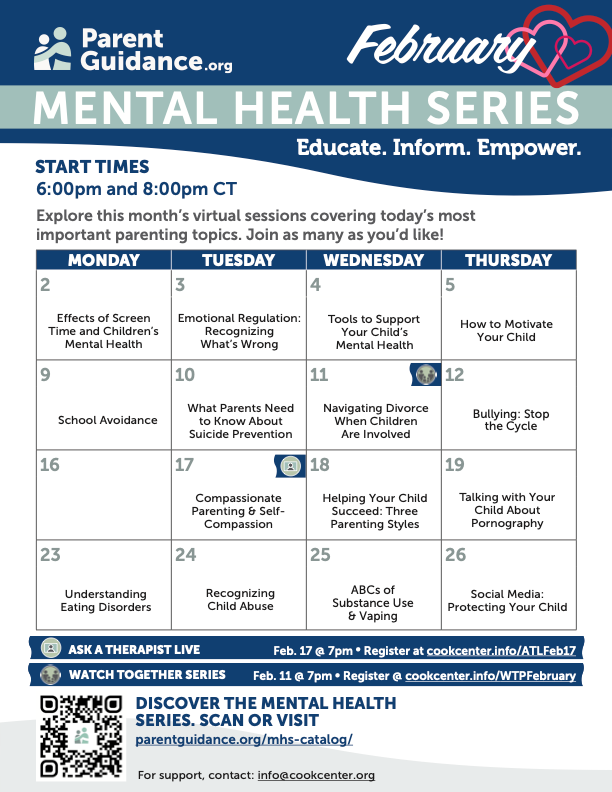 February Mental Health Series Calendar