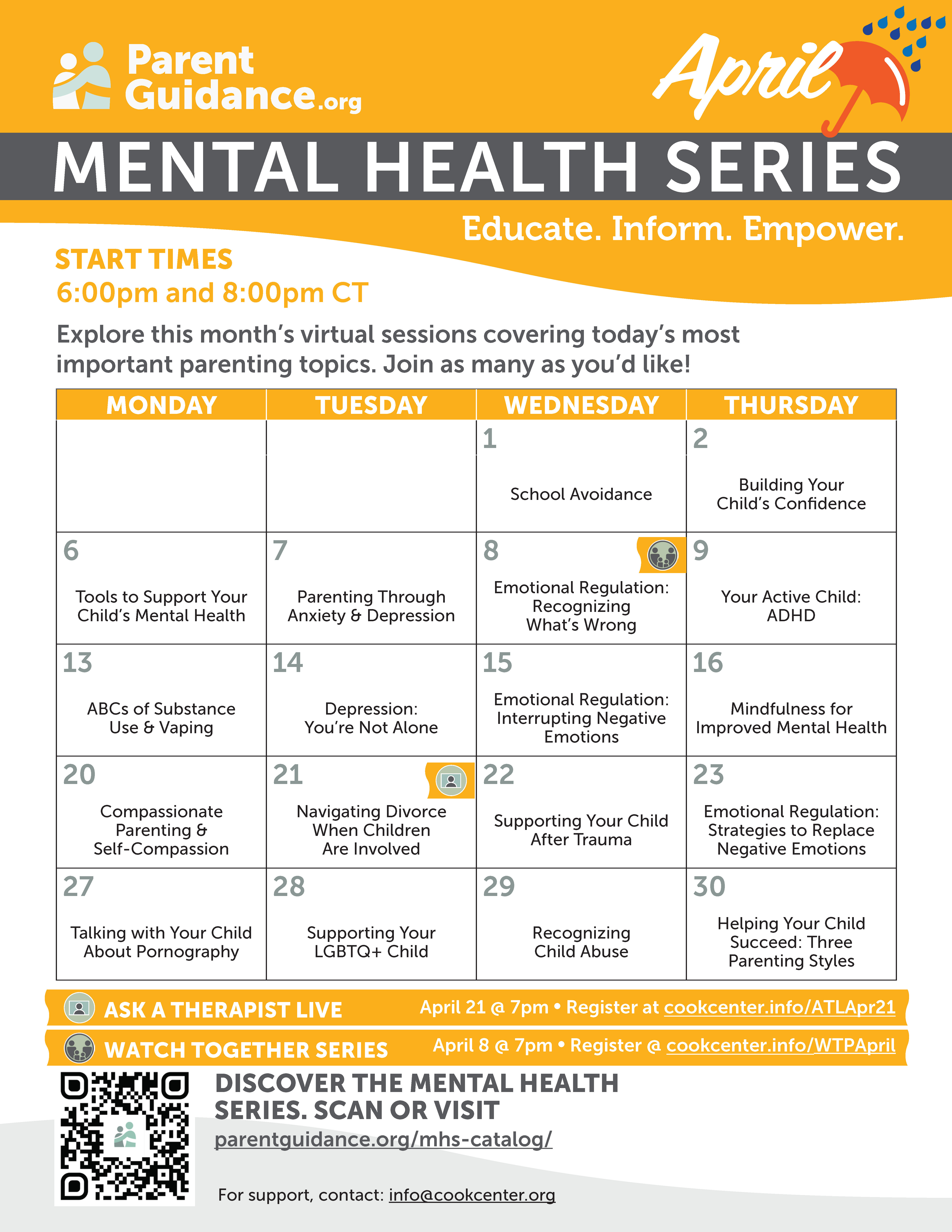 April Mental Health Series Calendar