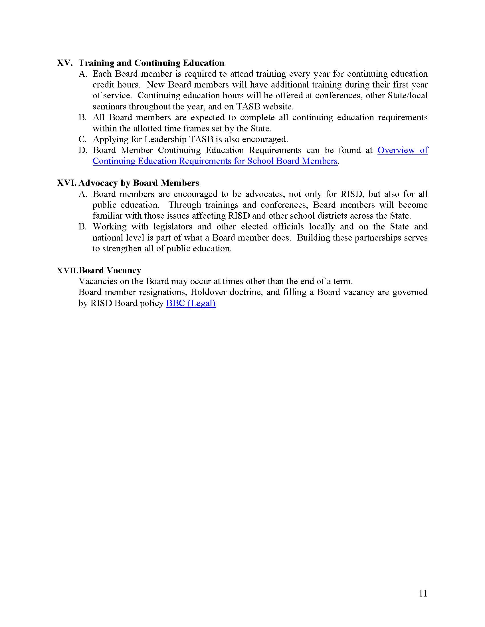 RISD Board Operating Procedures Page 11