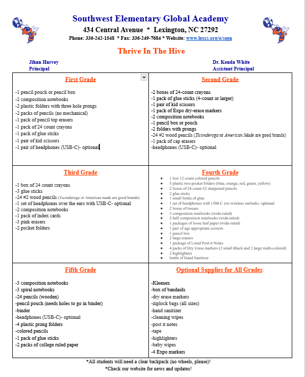 Supply List