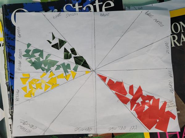 A colorful and vibrant mosaic art piece on a table.