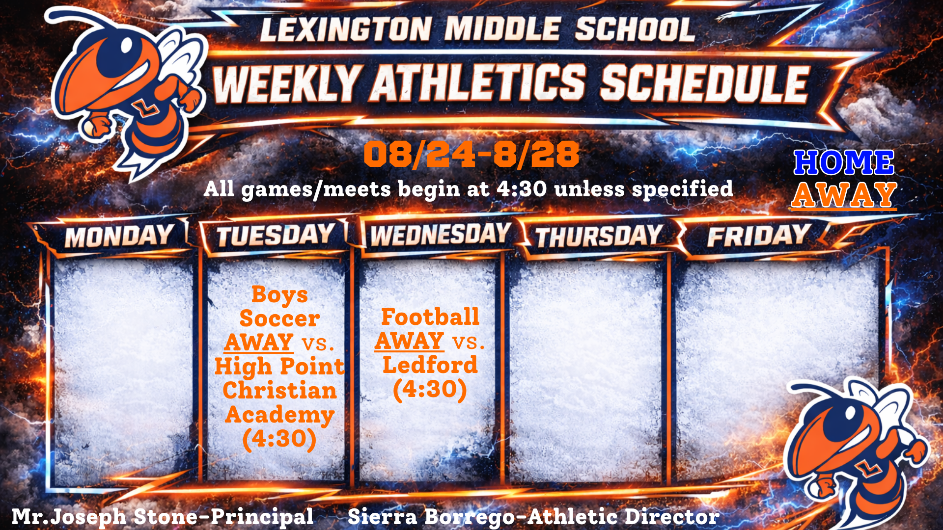 Weekly Schedule 8/24-8/28