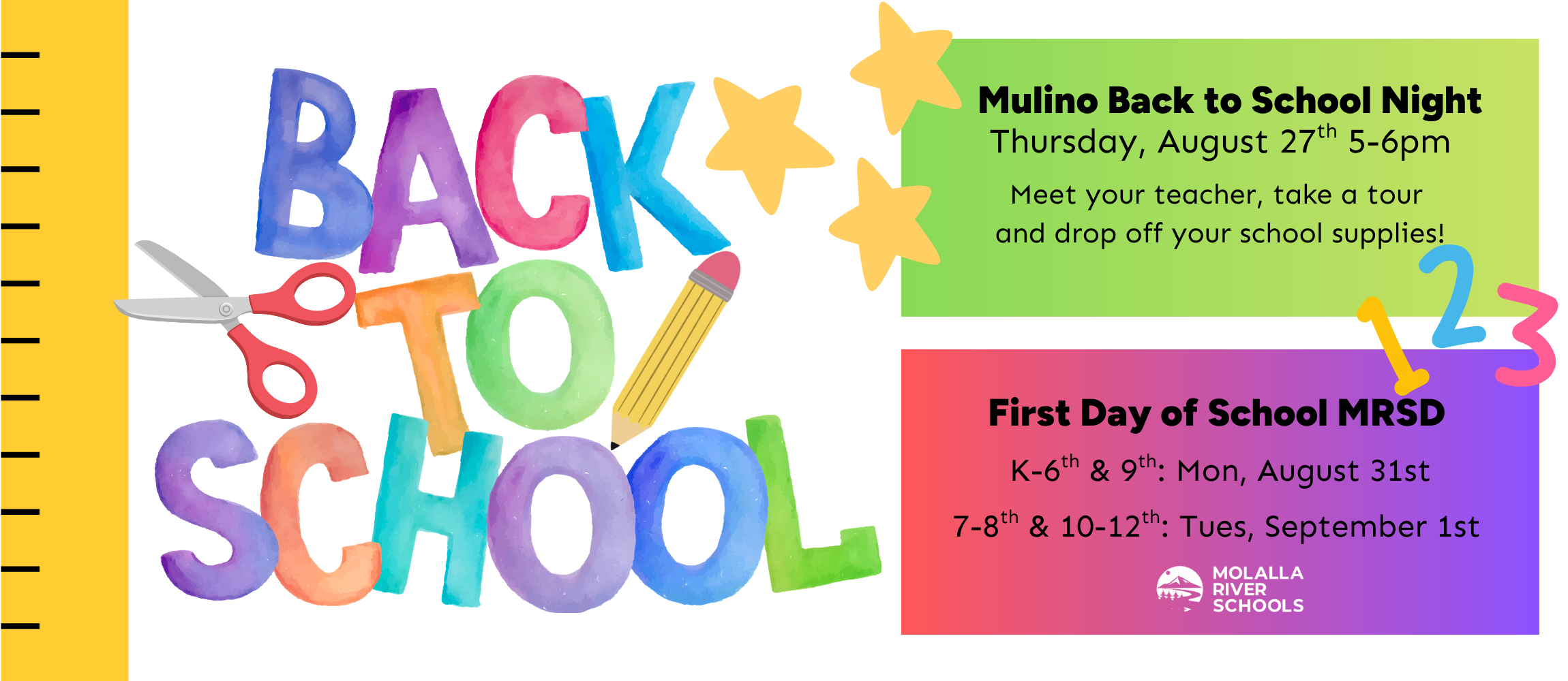Back to School Night, Thursday August 27th, 5-6pm: Meet your teacher, take a tour and drop off your supplies!