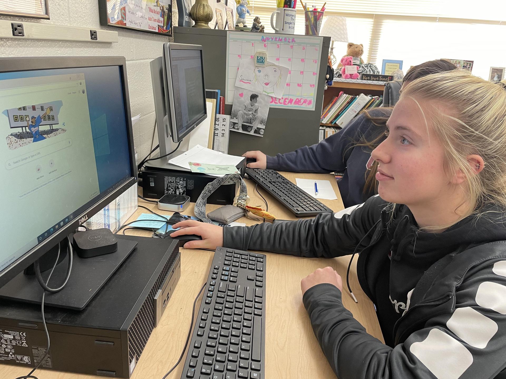 students working in classroom