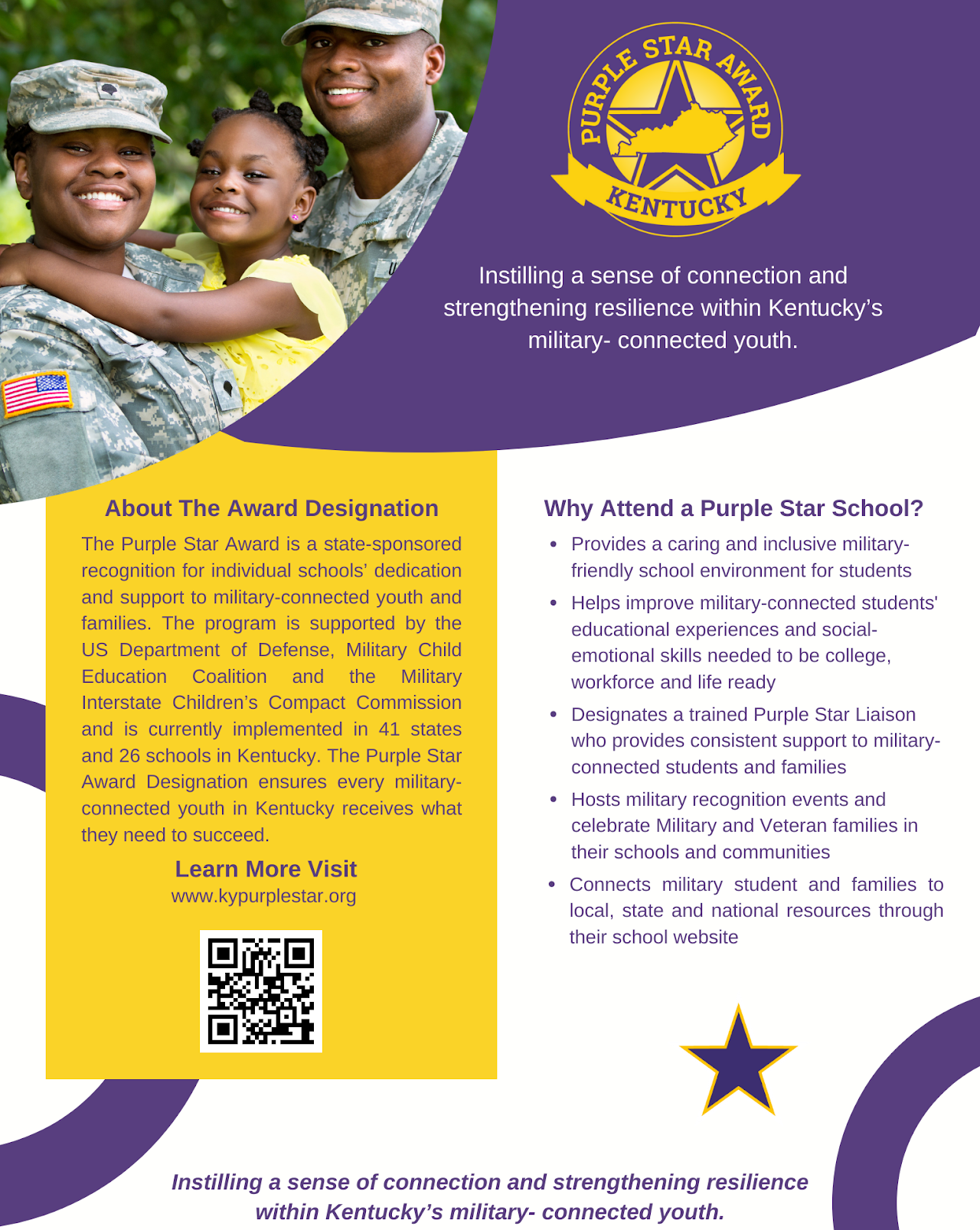 Purple Star School information About The Award Designation and Why Attend a Purple Star School?