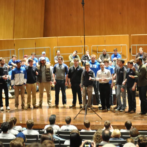 UHA Male choir members go to the University of Kentucky All-Male Chorus  Day and work with the AcoustiKats and Dr. Jefferson Johnson, Associate  Professor of Music