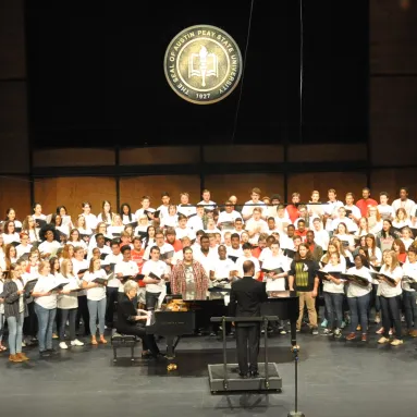 The Upper School Choir performs at Austin Peay State University with Dr. Foster