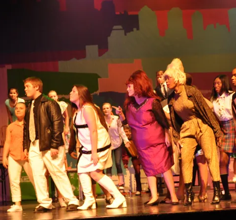 Students acting on the Hairspray School Play