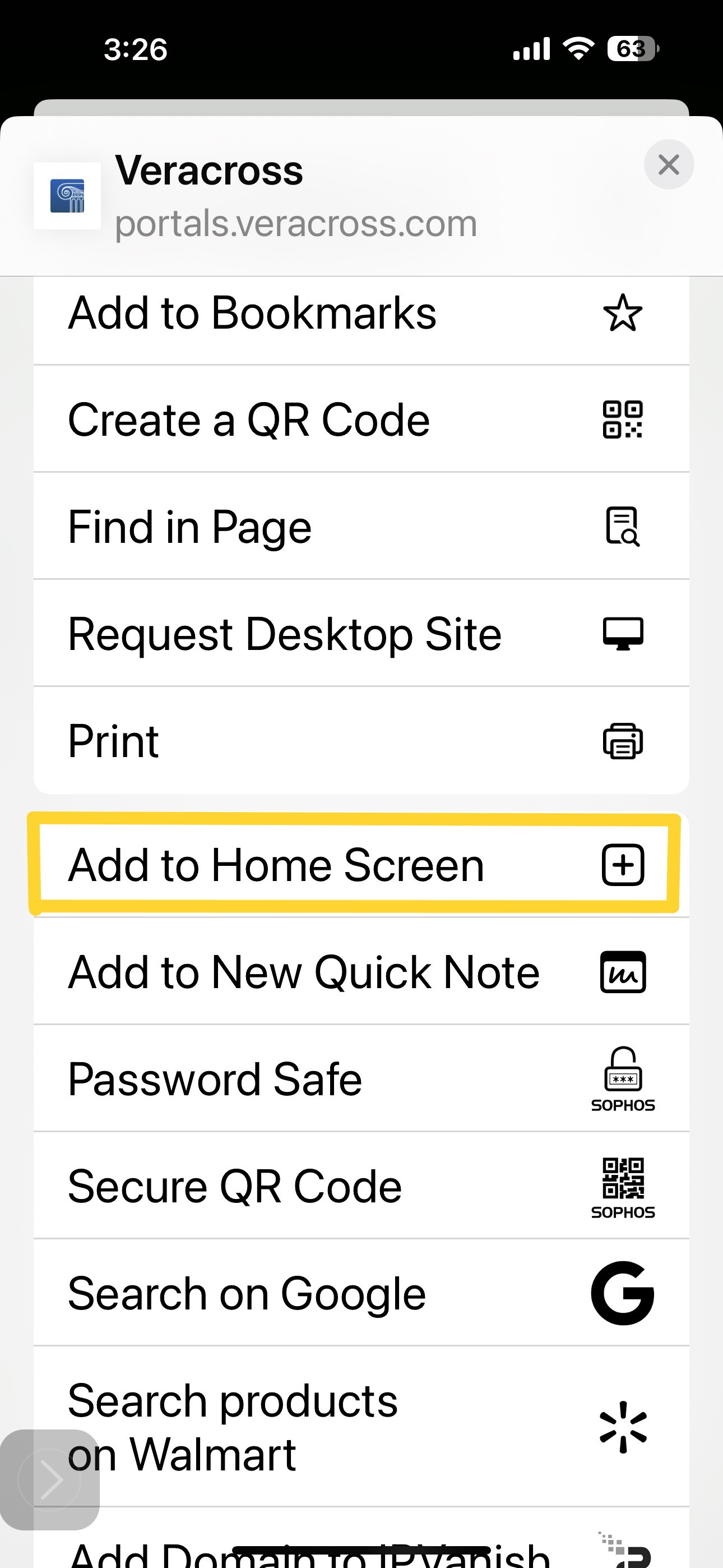 Add to Home Screen Screenshot
