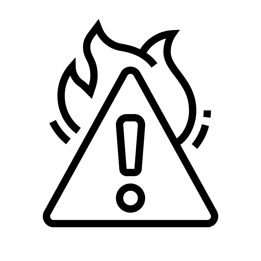 emergency triangle with exclamation and flame