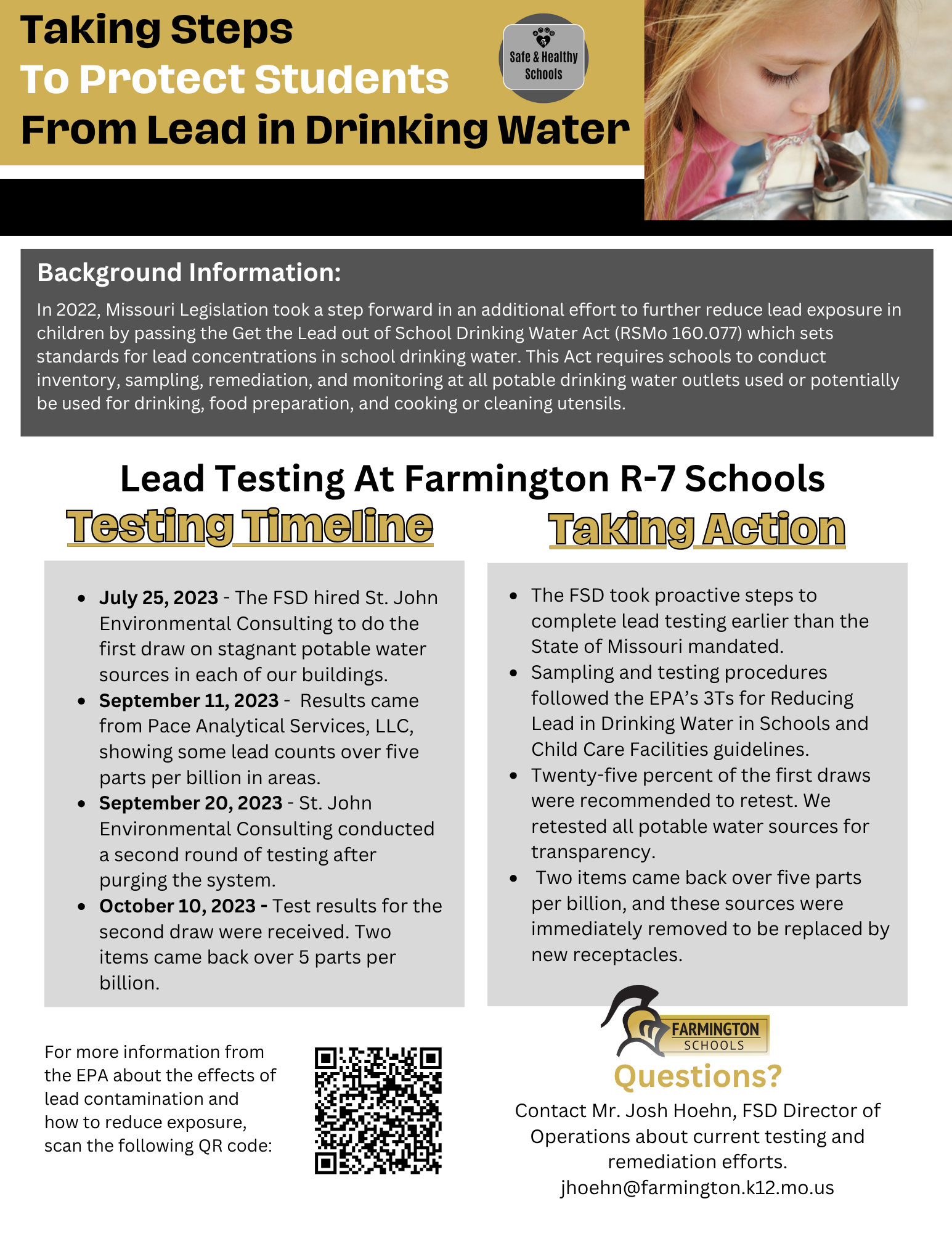 Taking Steps To Protect Students From Lead in Drinking Water