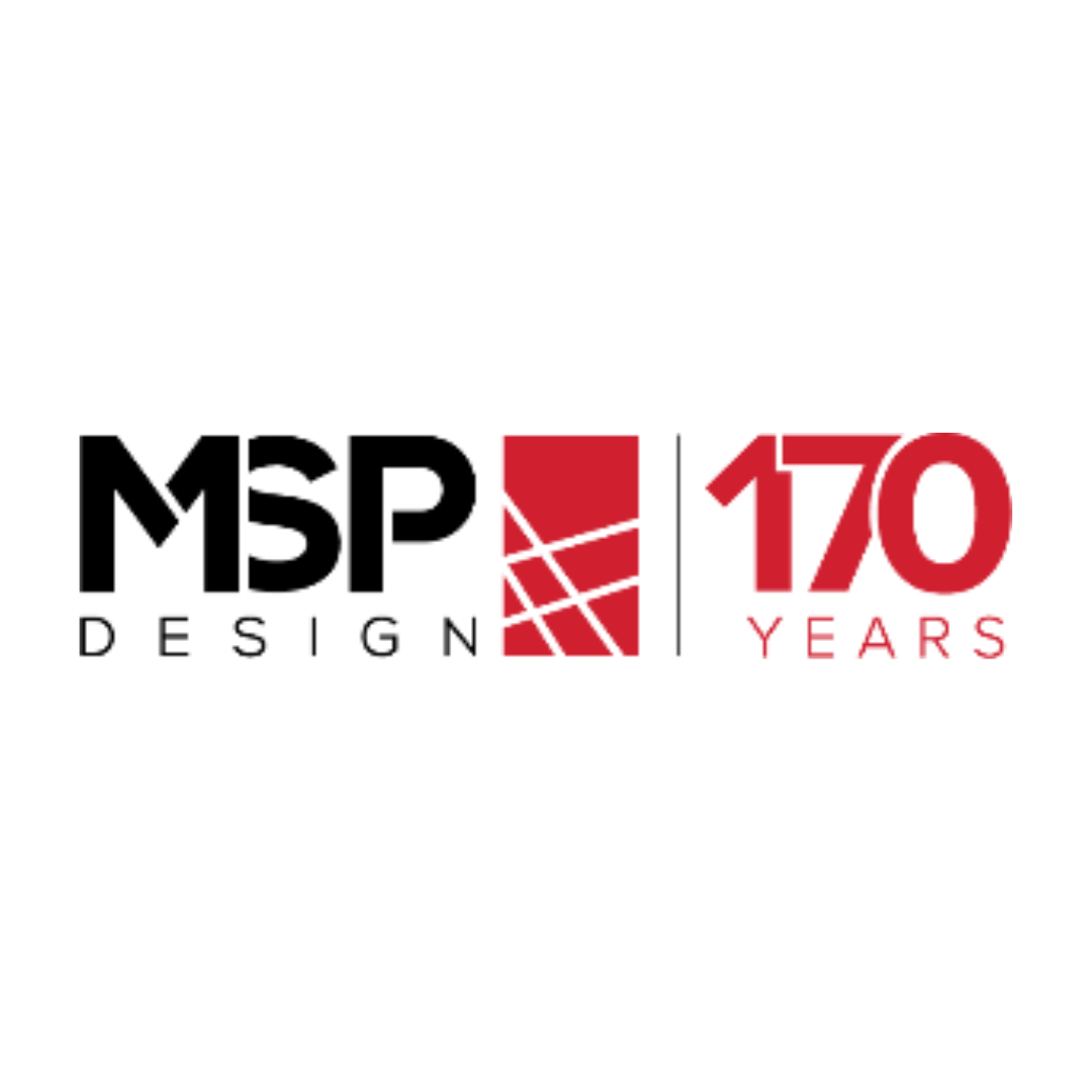 White background with logo displaying "MSP DESIGN" in black and "170 YEARS" in red, separated by a red geometric shape.
