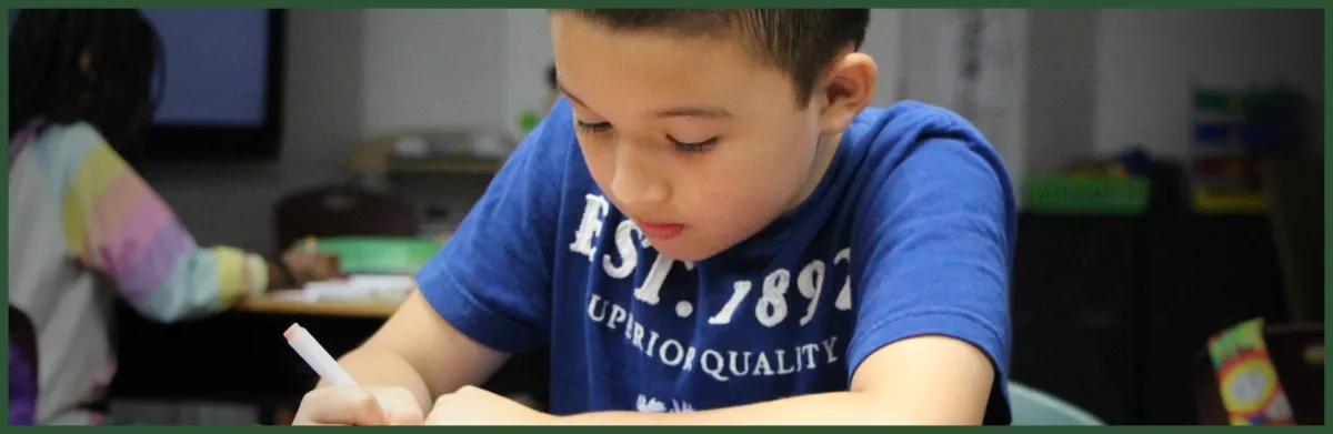 boy writing in his book