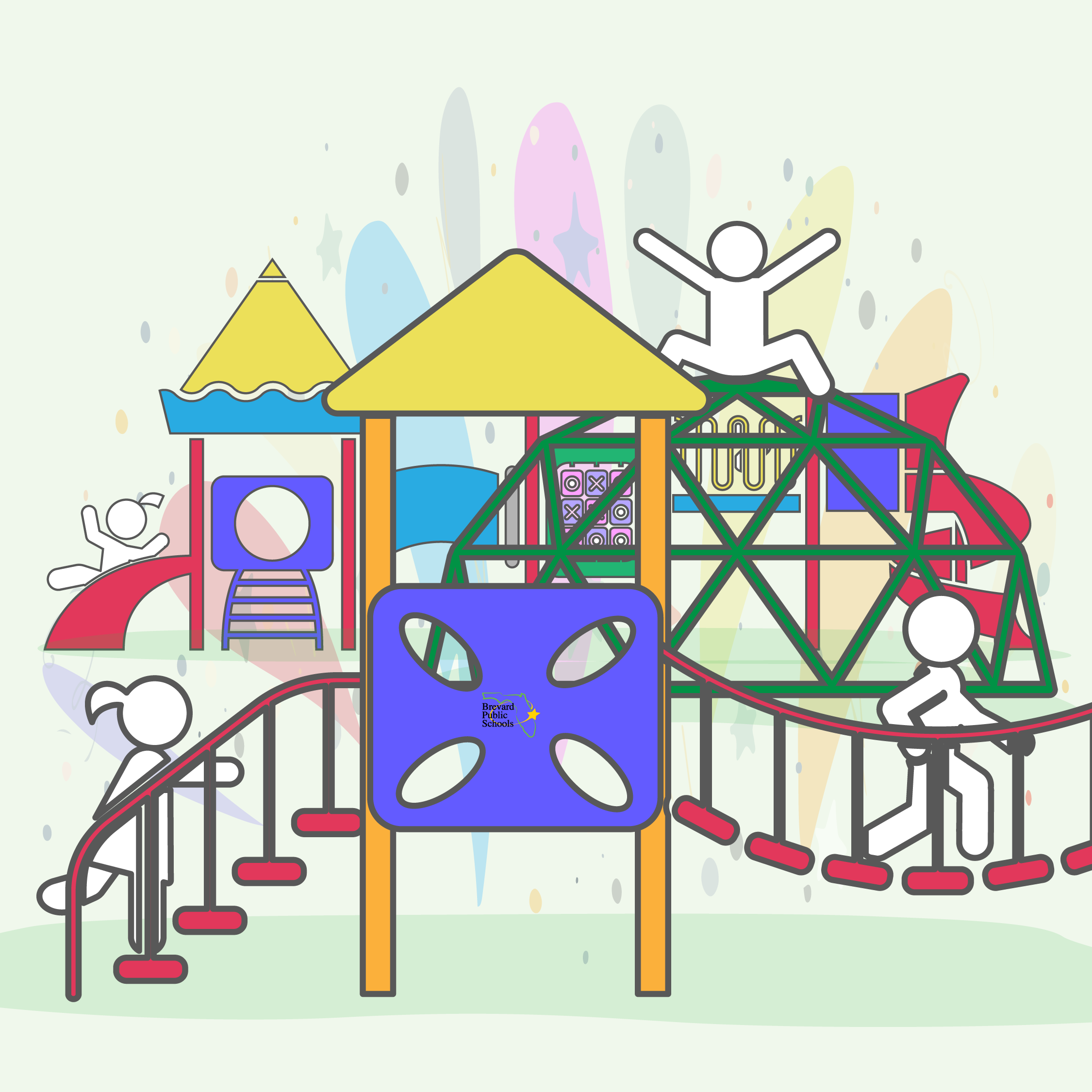 Cartoon of people on a playground 