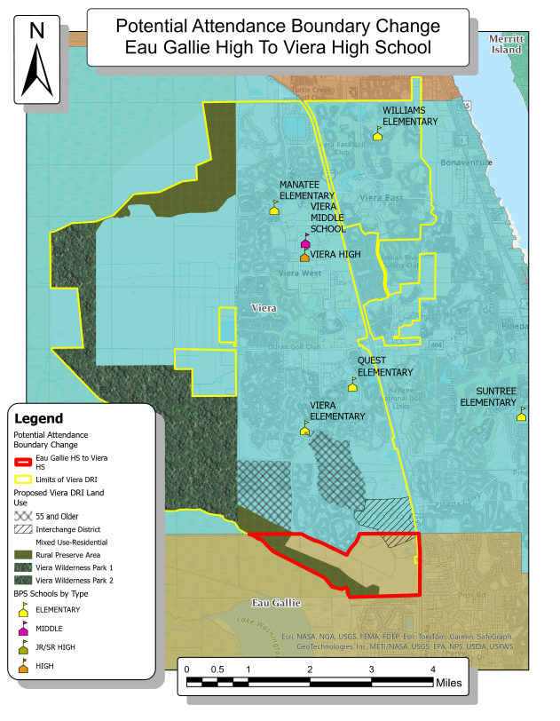 Potential Attendance Boundary Change Map: Eau Gallie to Viera High School