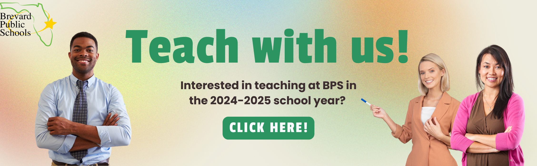 Teach with us for the 2024-2025 school year.  Click to connect with a recruiter. 