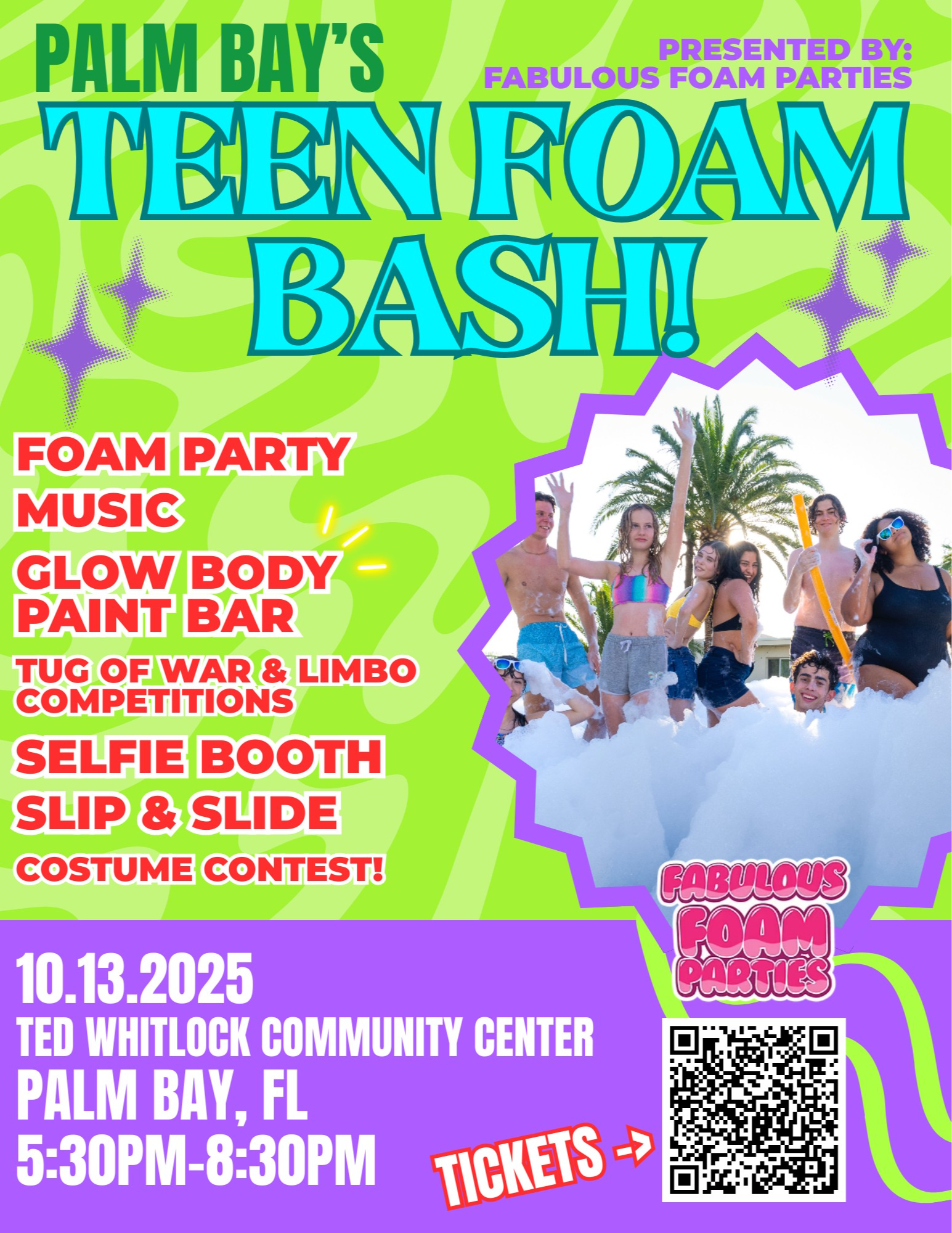 Teen Foam Bash October 13 at 5:30