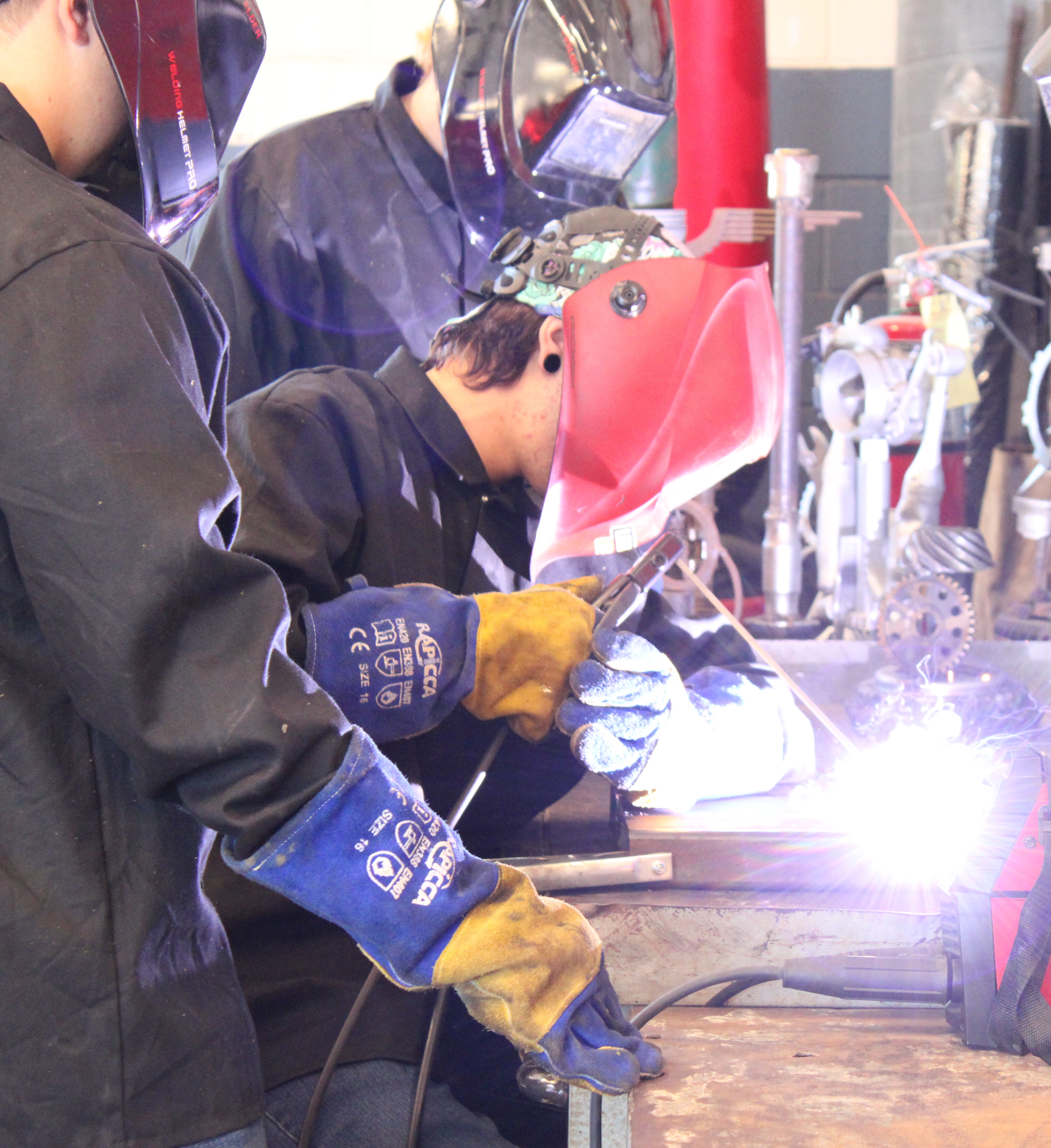 Student operates a switchboard