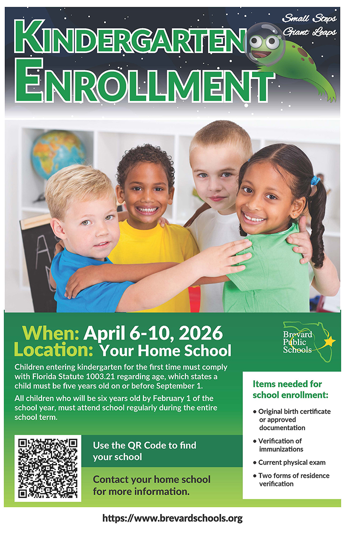 Children on page with QR code for Kindergarten Enrollment Information