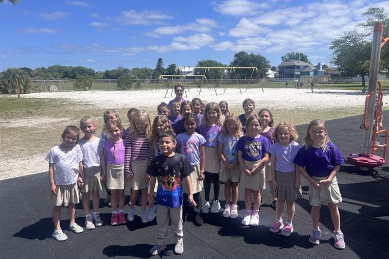 Students Participate Purple up day