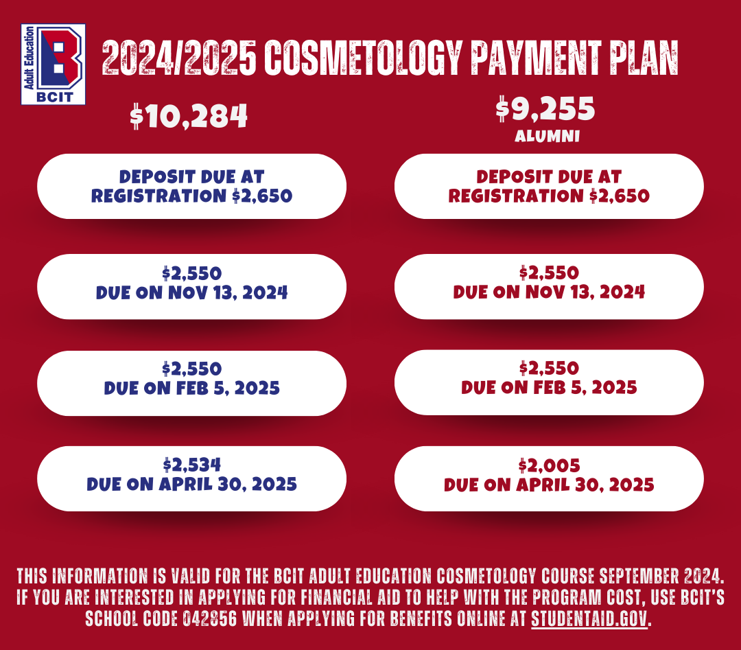 payment plan dates, red background, white buttons, red and blue font