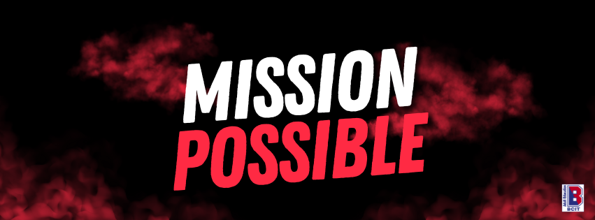 black background, red and white text