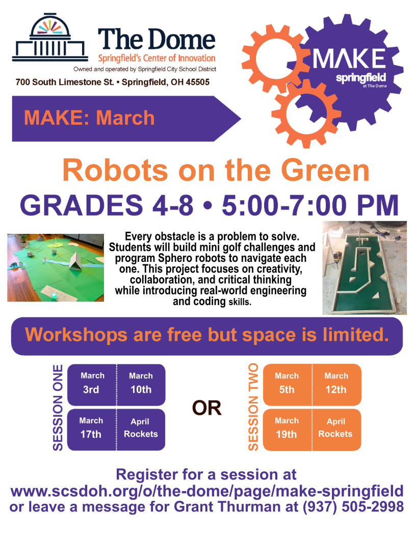 Join us in March for Make: Springfield | Robots on the Green