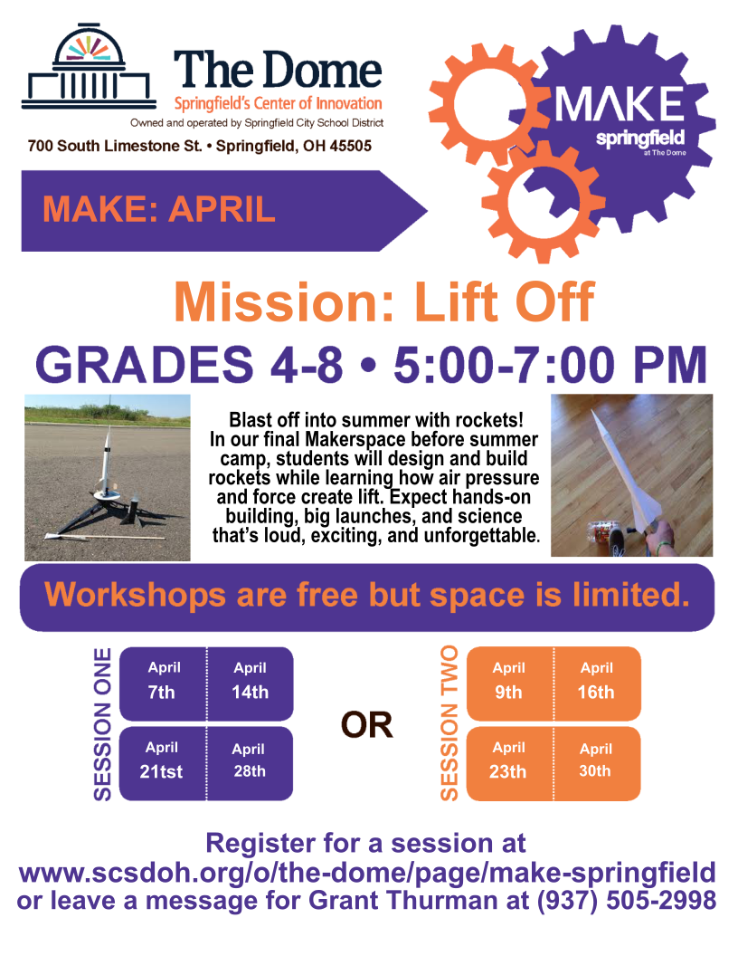 Join us in April for Make: Springfield | Lift Off!