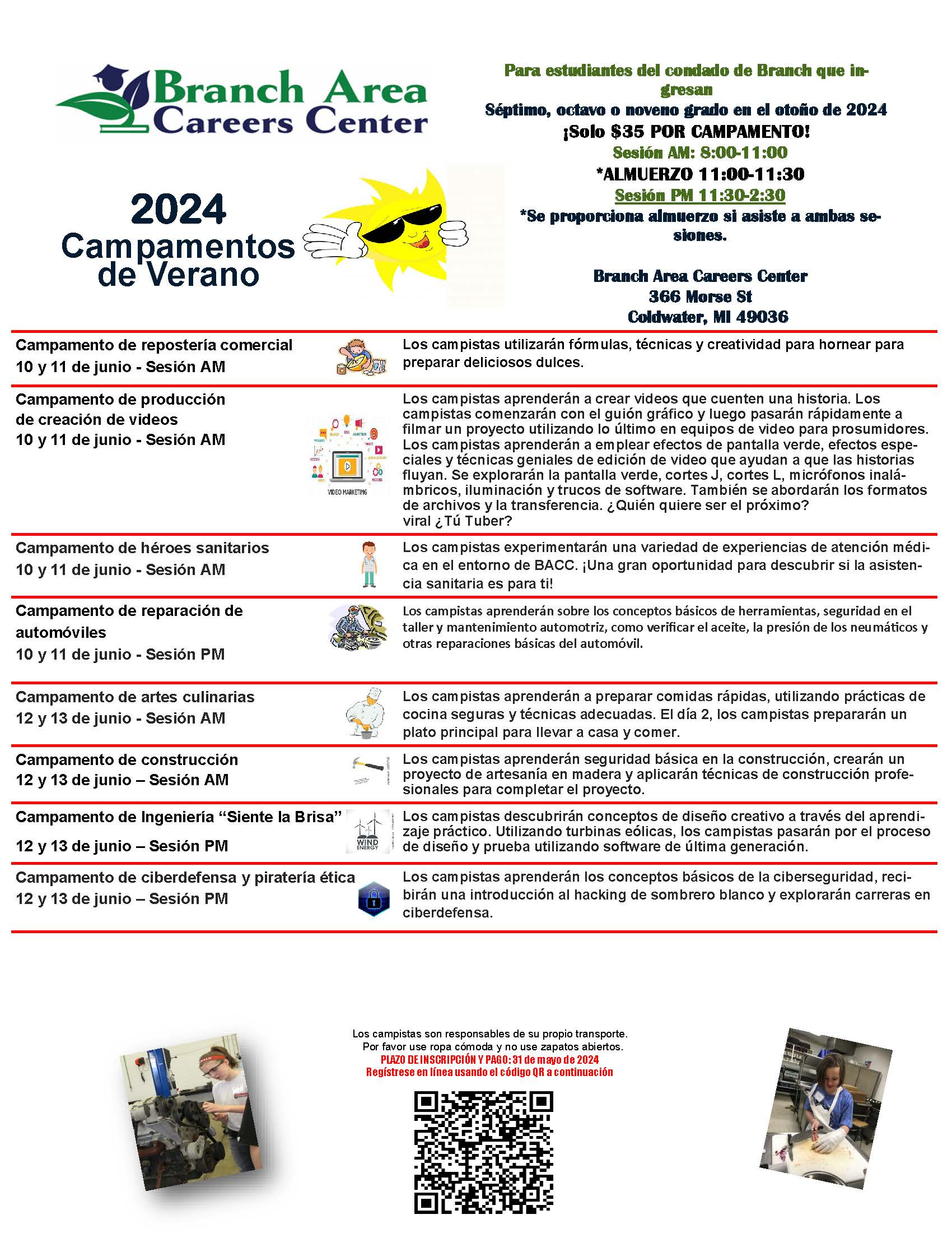 BACC Summer Camps Descriptions in Spanish