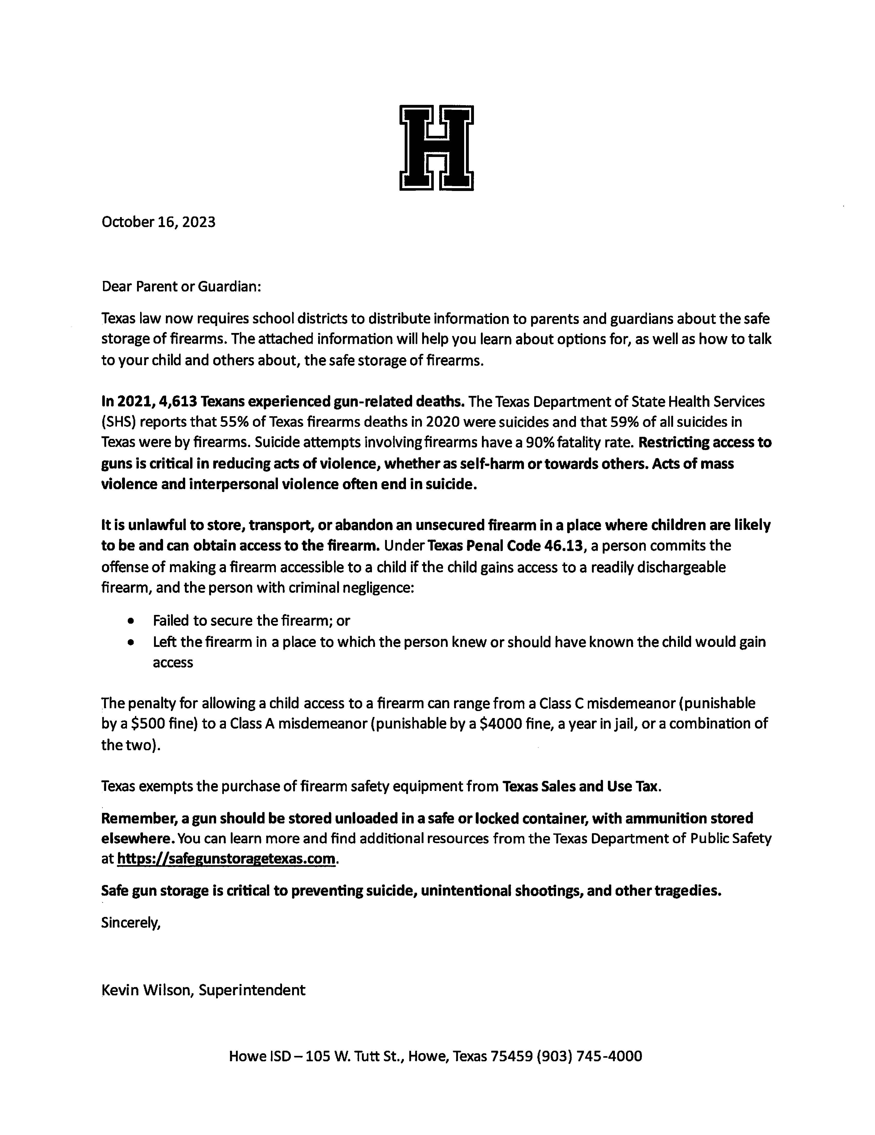 Parent Letter