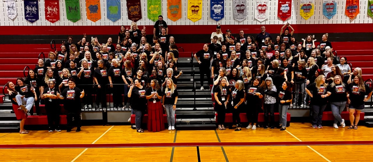 Lansing Elementary Staff Picture in Gym
