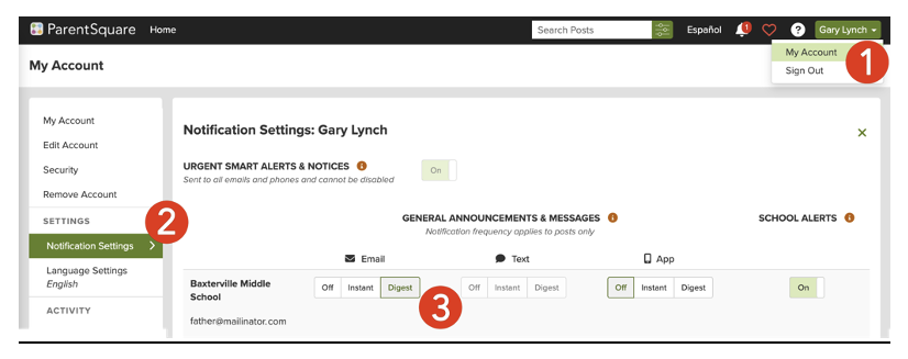 Change Notification Settings on Web Browser