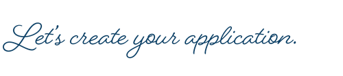 banner that says lets create your application