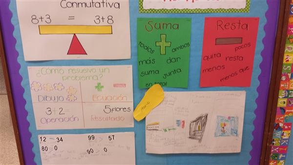 board with posters made by students
