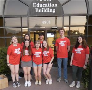 students in the building education