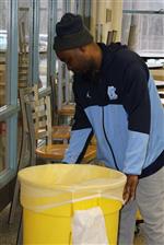 custodial checking trash can