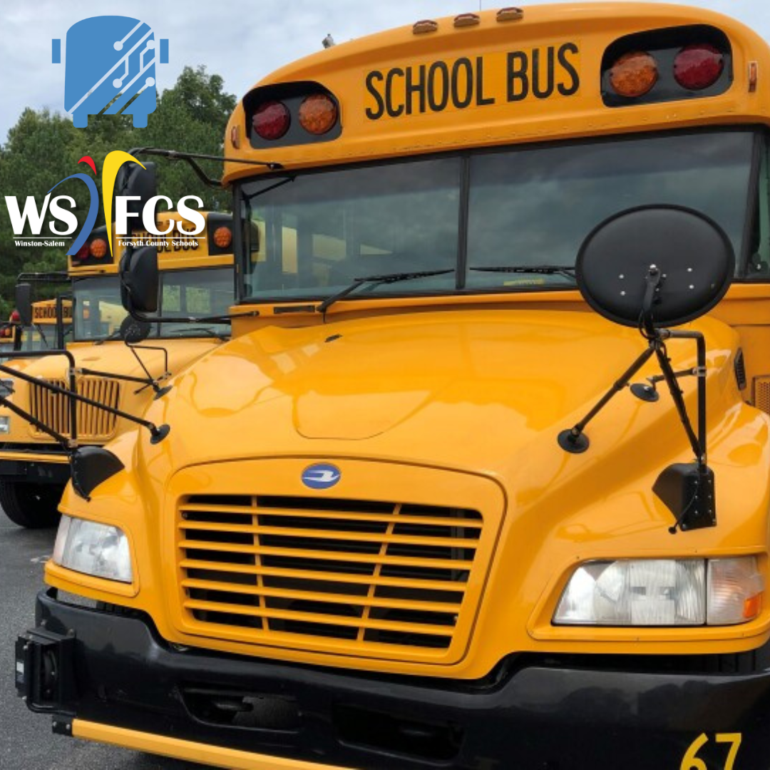 Front of bus image with logos for edulog and WS/FCS