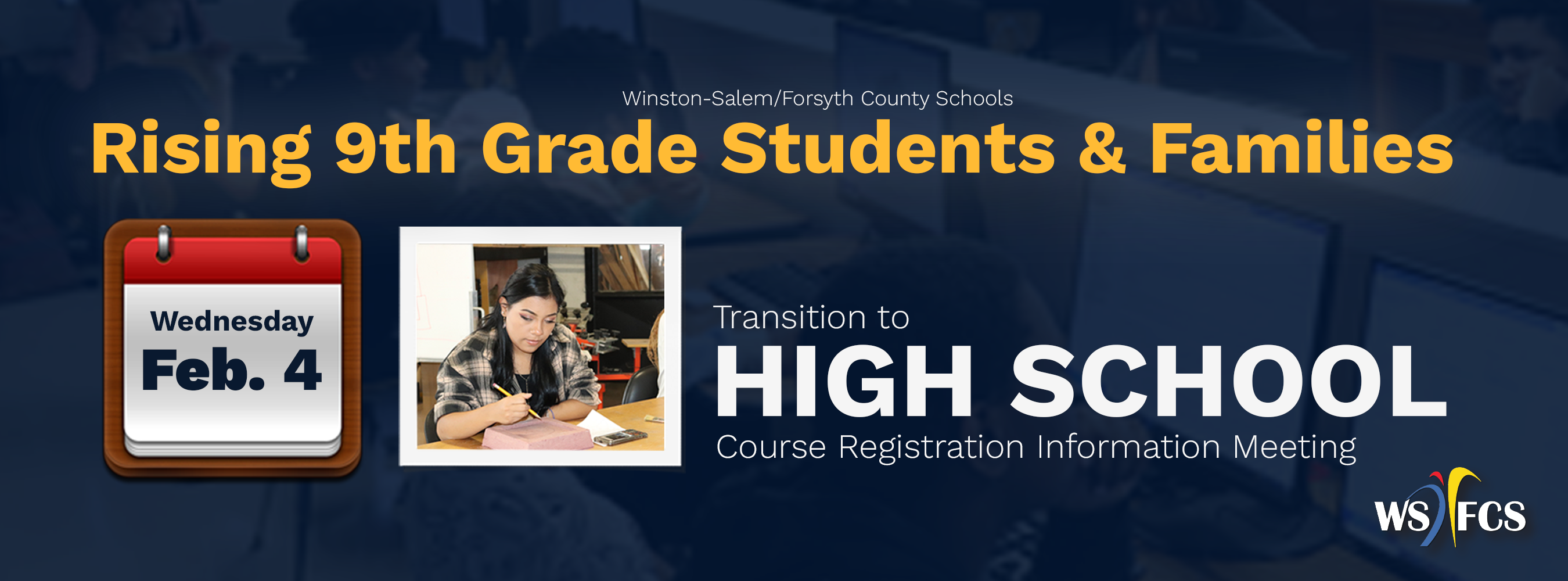high school registration info banner english