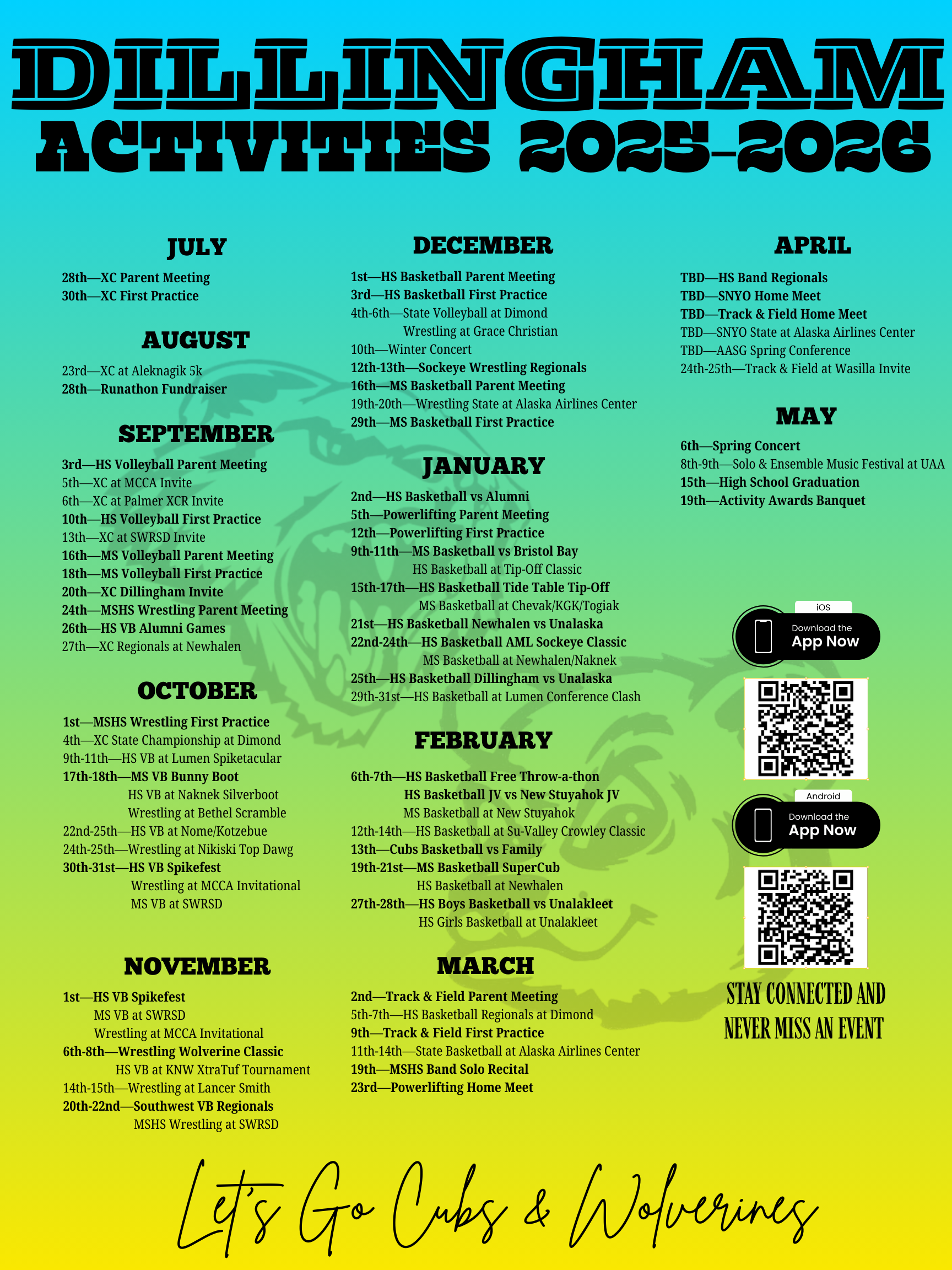 activites calendar