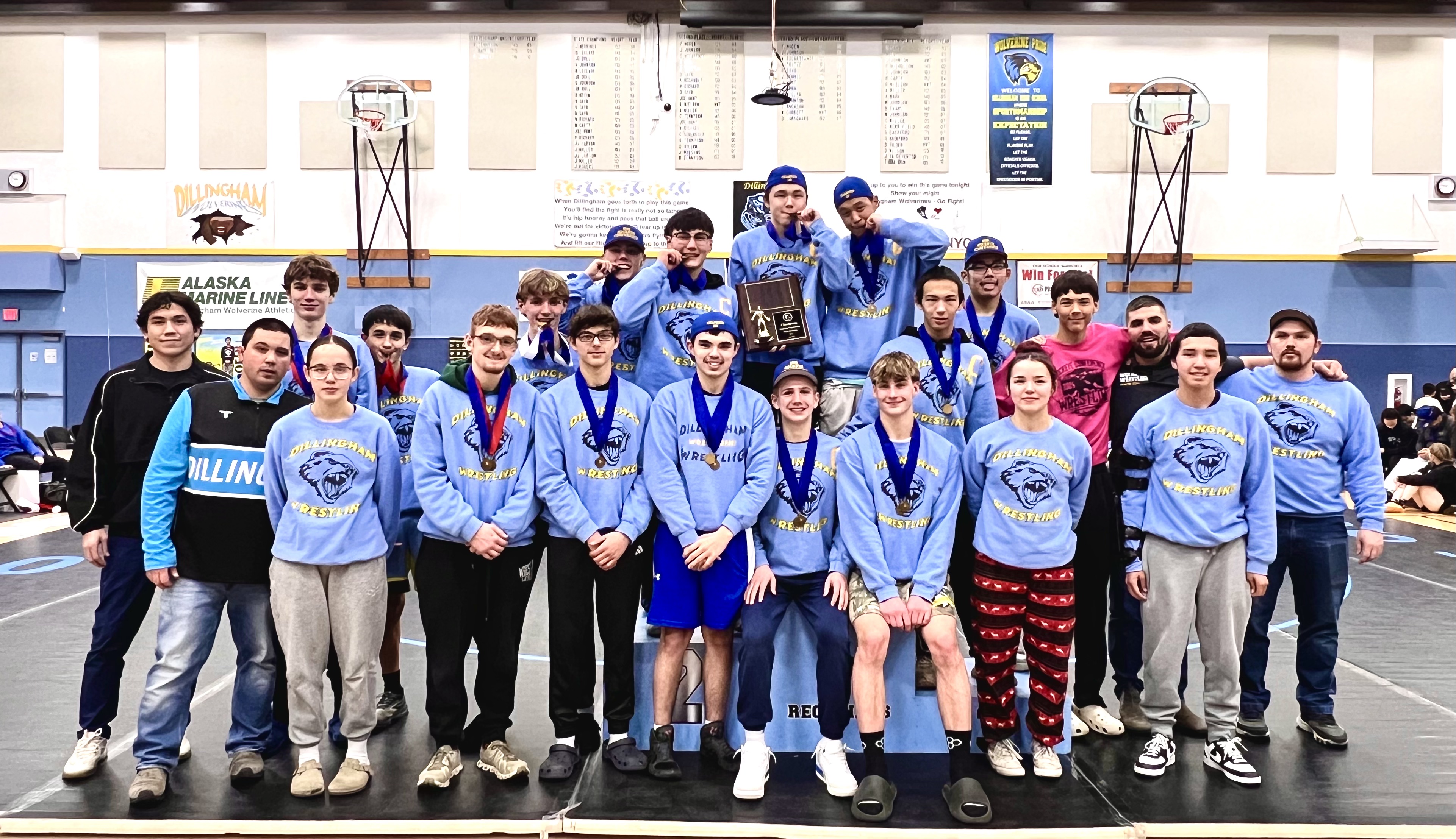 wrestling teamplayers with diplomas