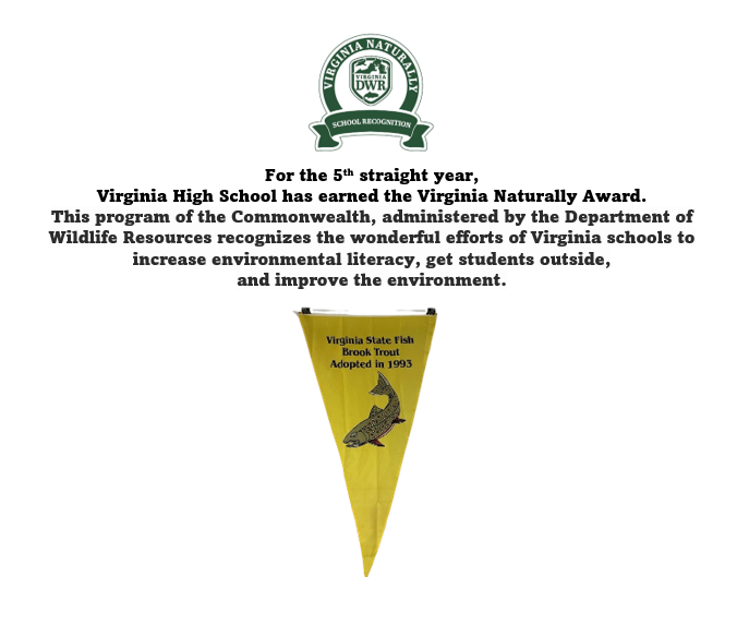 VHS is recognized for the 5th straight year as a Virginia Naturally School.