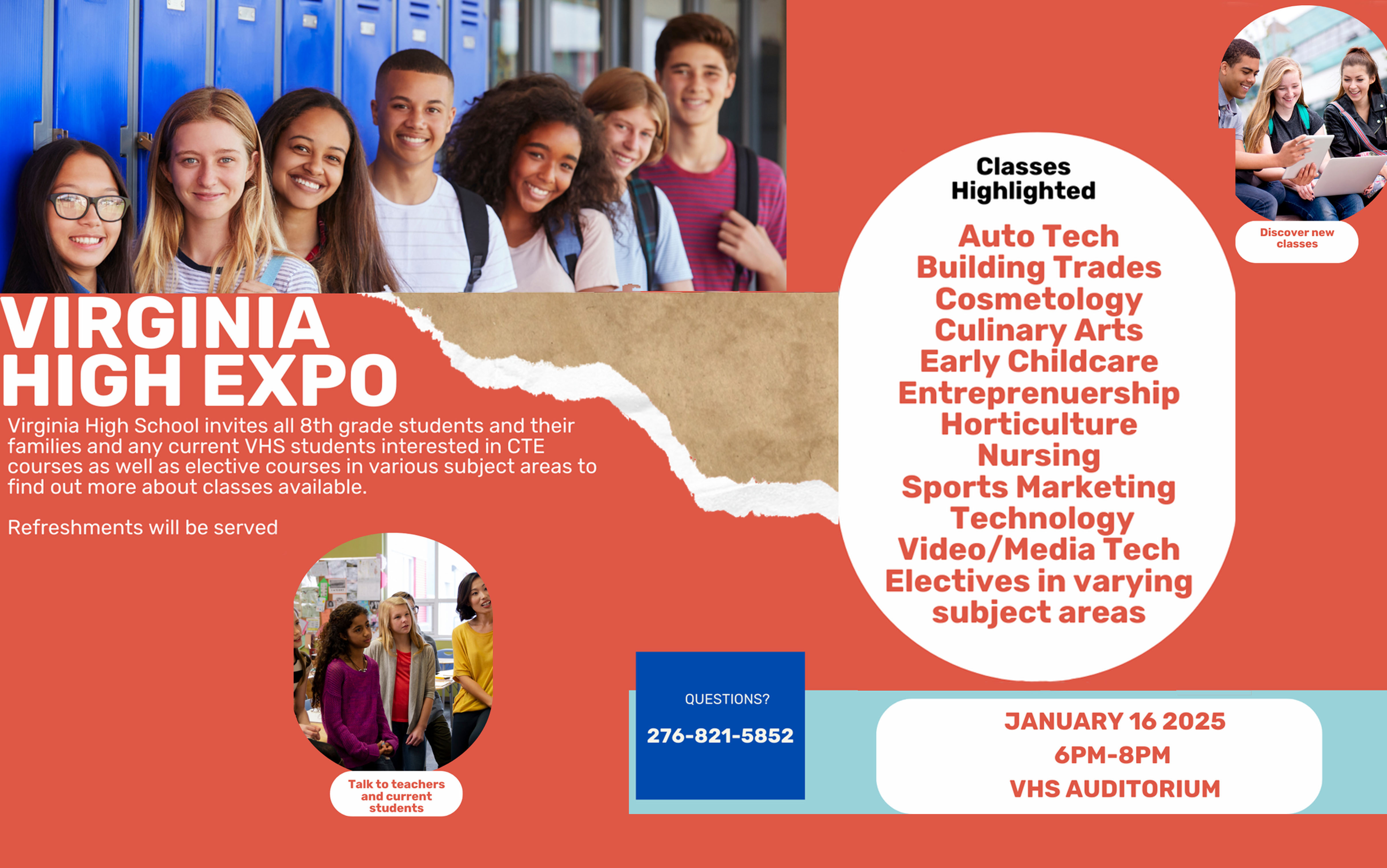 CTE Expo at VHS is on January 16th from 6-8pm.