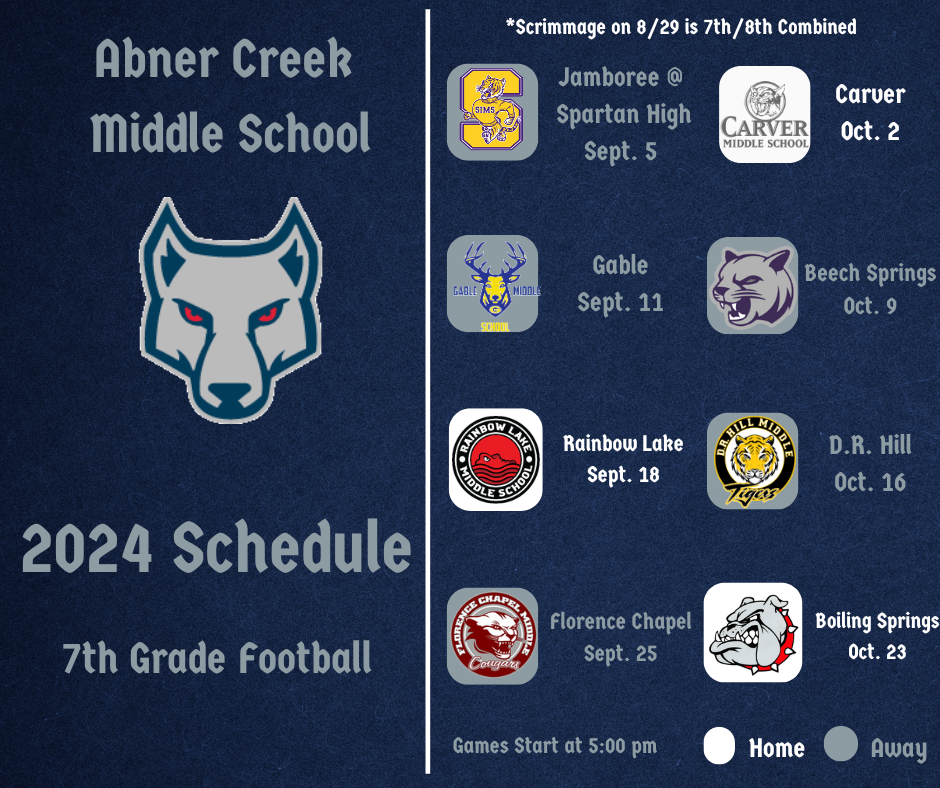 7th grade football schedule