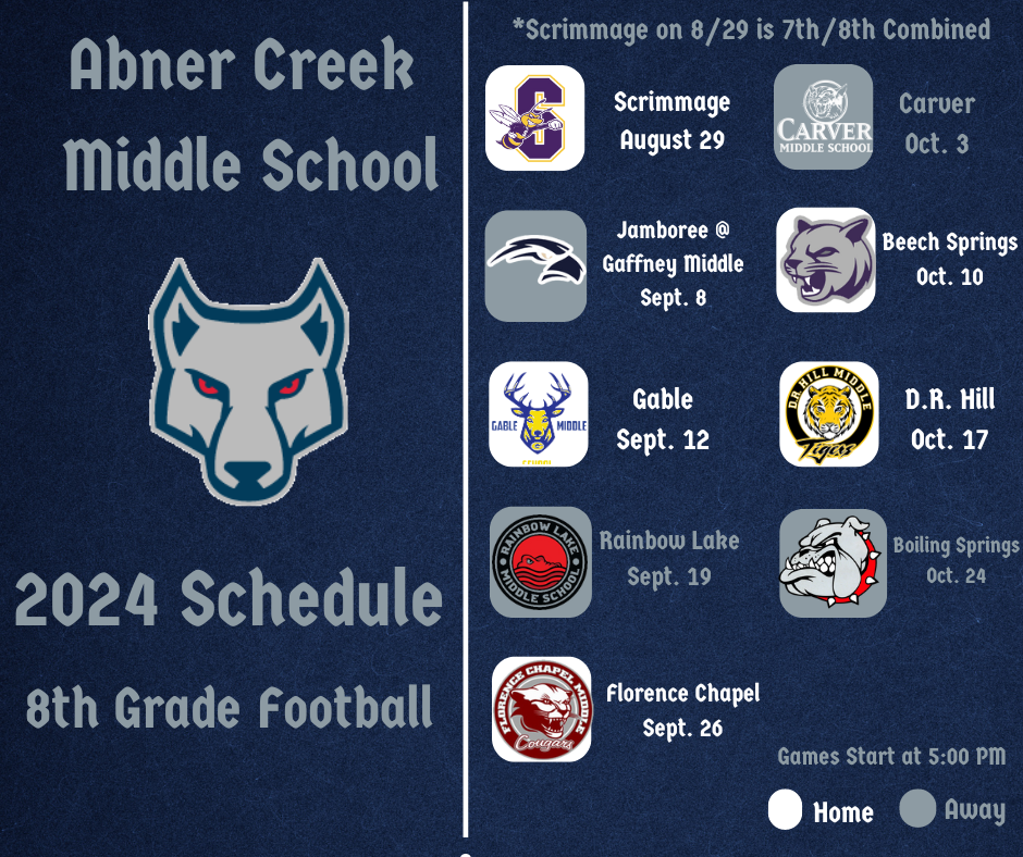 8th grade football schedule