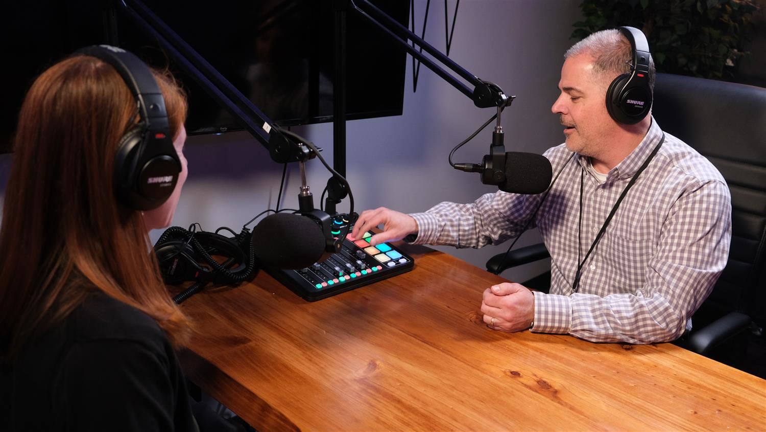 man talking in microphone