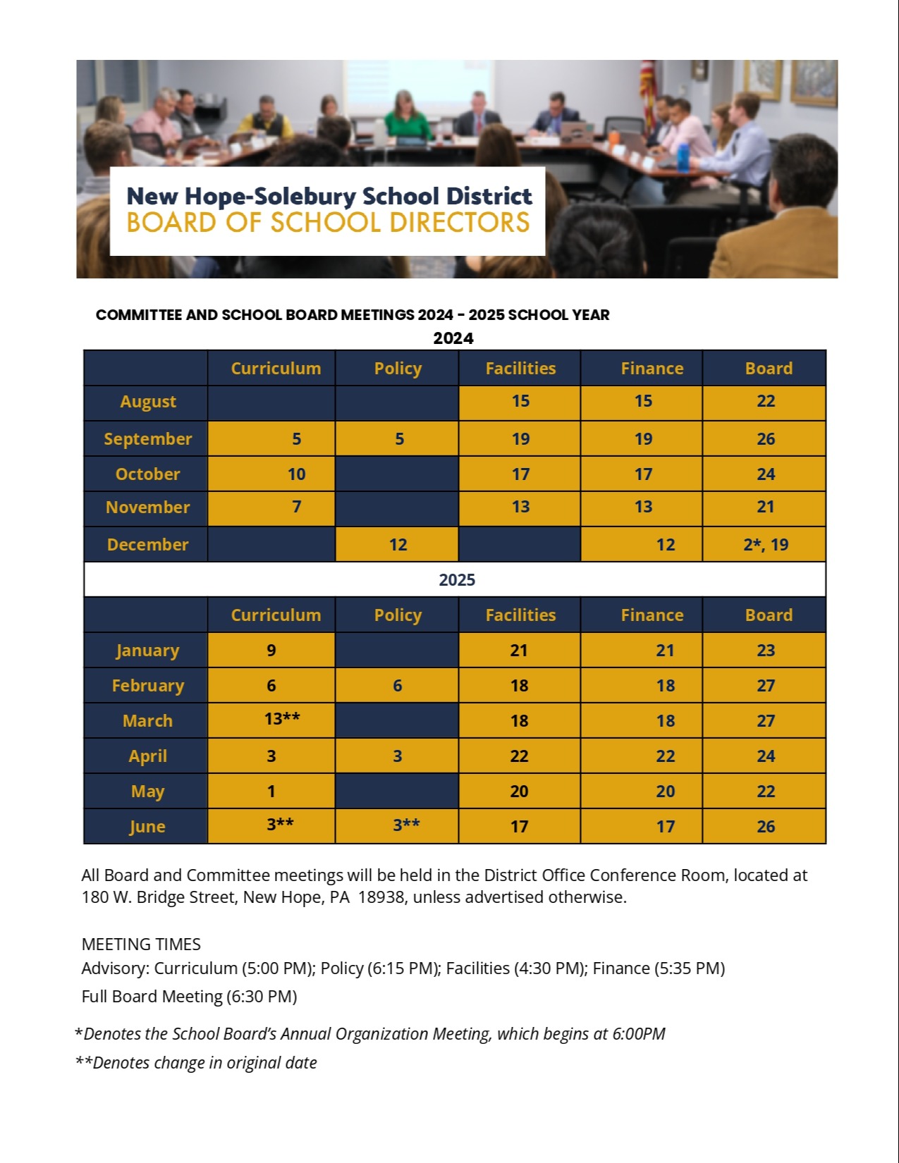 revised schedule 