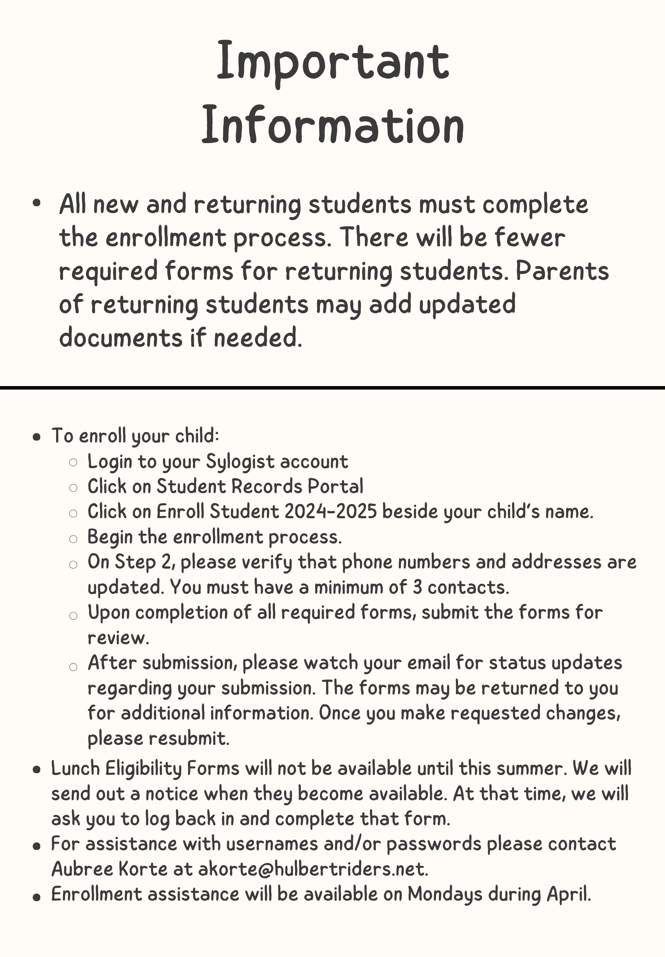 enrollment information